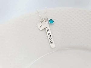 Celebration Bar Necklace Anniversary Wedding Sterling Silver Bar Necklace Swarov…