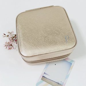 Products: Monogrammed Travel Jewellery Box - Gold - Precious Imprints