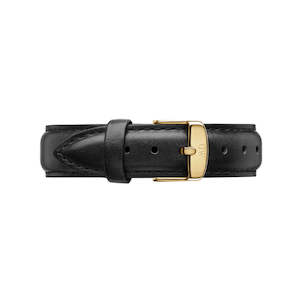 Daniel Wellington Petite Sheffield Black Leather Strap | Gold