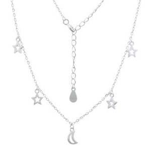 Celesti 'Luna' Moon & Star Necklace | Silver