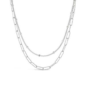 Celesti Paperclip Duo Necklace | Silver | 45cm