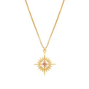 Lindi Kingi Starburst Gold Plated Brass Charm Stg Chain CZ Nlace