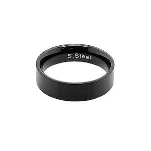 Revolution Matt Black Stainless Steel Flat 6mm Ring (P 1/2)