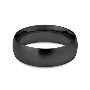 Revolution Matt Black Stainless Steel Rounded 8mm Ring