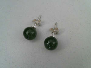 8mm Stg Silver NZ Pounamu Stud Earrings