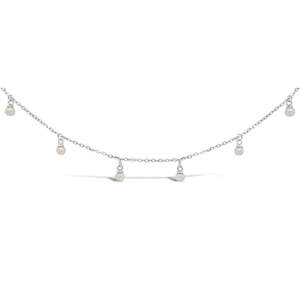 Allura Hanging Micro FW Pearl Pearl 28cm Anklet | Silver RH