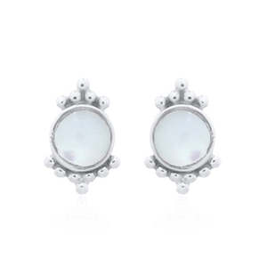 Luna 'Telesto' Moonstone Stud Earrings | Silver