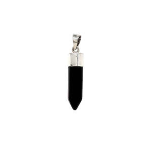 Luna Onyx Crystal Point Sterling Silver Pendant