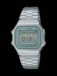 Watch: Stainless Steel Casio Digital Tranquil Green Dial Watch