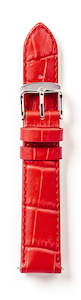 Quick Release Leather Watch Strap - Red