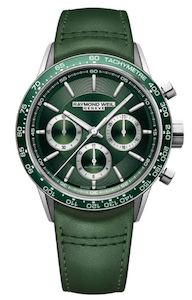 Freelancer Men's Automatic Chronograph Green Leather Watch, 43.5mm