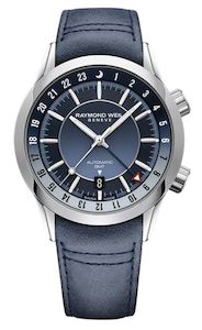 Watch: Raymond Weil Freelancer Men's GMT Blue Dial And Blue Leather Watch