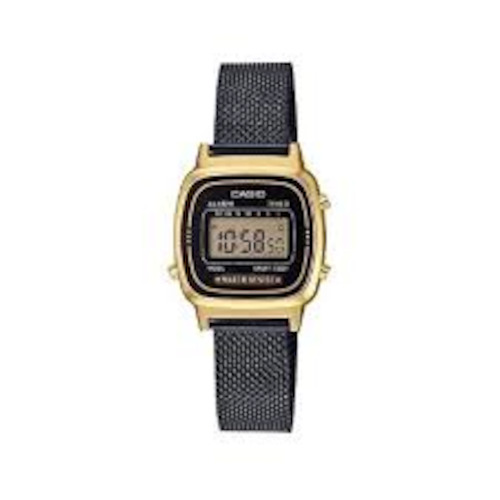 Casio Vintage Gold and Black Mesh Band Watch