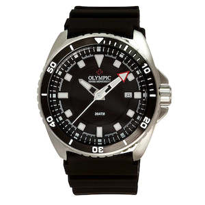 Watch: Olympic Aquanaut Steel Case Black Dial Dive Watch