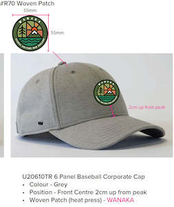 GC U20610TR Grey Cap With Round Wanaka Adhesive Patch