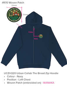 GC UCZH320 Navy Zip Hood With Round Wanaka Patch with embroidered Edge