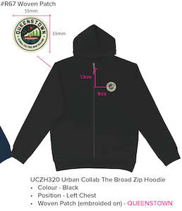 GC UCZH320 Black Zip Hood With Round Queenstown Patch With embroidered Edge