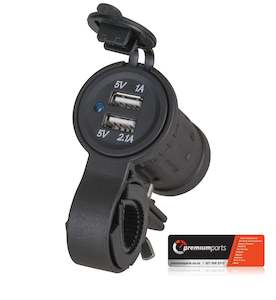 12V: Powertech - Motorcycle Dual USB Socket Mount