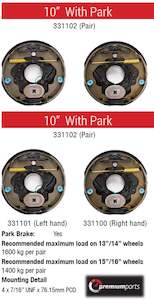 ALKO Electric Drum Brake Assemblies 10" - Tandem Braked Axle Set