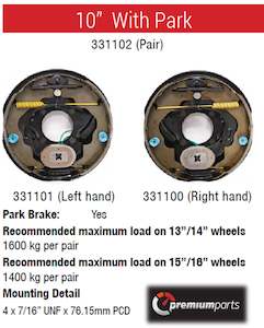 ALKO Electric Drum Brake Assemblies 10"