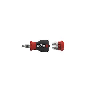 Hand tool wholesaling - including power operated: Wiha Screwdriver with bit magazine Stubby Mixed with 7 double bits (43613)