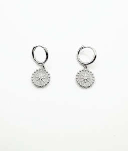 Silver Sun Disk Earring