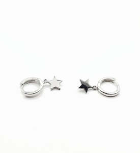 Earrings: Sterling Silver Star Huggie Hoop Earring