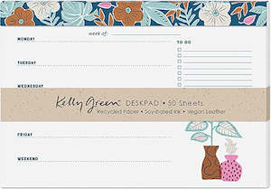 Notebooks: Kelly Green Arboretum Pots Weekly Desk Pad