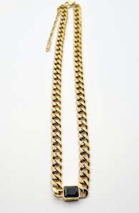 Gold Choker Chain With Black Stone Necklace