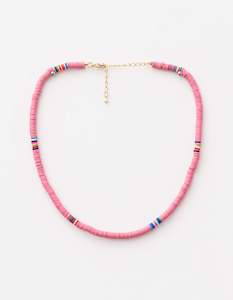 CLAY PINK CANDYFLOSS DISC NECKLACE