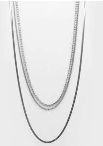 S+G Three-Layer Silver Necklace