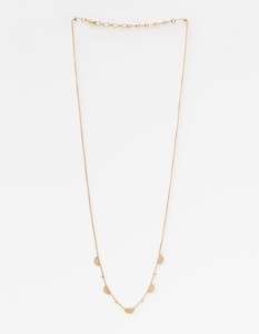 Stella + Gemma Necklace Mid-length Small Half Moon Antique Gold Look