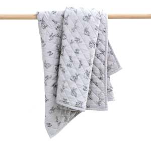 Baby Cot Quilted Blanket / Floor Mat Grey Burrowers