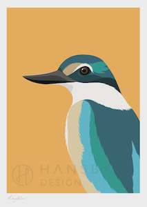 Framed (With Mat) A2 Art Print of the Kotare - Kingfisher by Hansby Designs