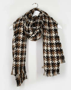 S+G Scarf Houndstooth Natural Chunky Browns