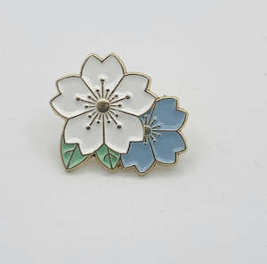 Blossom - Blue/ White Flower Enamel Badge Pin