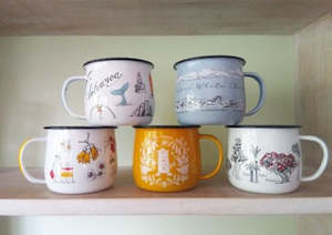 Nz Inspired: Enamel Mugs By Tanya Wolfkamp