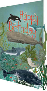 Happy Birthday Whale Laser Cut Out Card