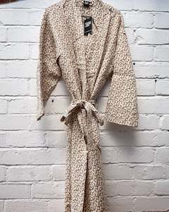 100% Linen Forget-Me-Not Green Bathrobe