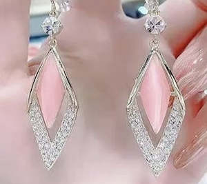 Pink drop earrings