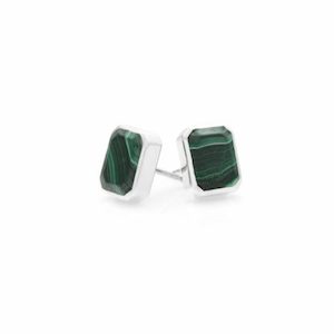 Athena Studs Green Malachite/Silver