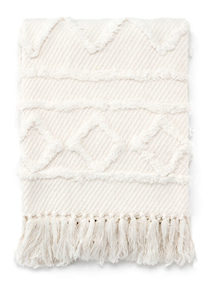 Zig Zag Cotton Throw Off-White