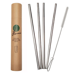 Florence Stainless Steel Straw Set/4