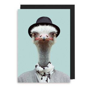 Construction project management service: Ostrich in Hat Blank Card