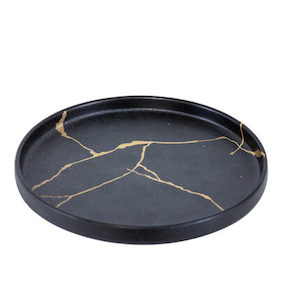 Porcelain Plate Black and Gold