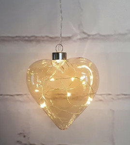 Clear Pearl Heart 12cm Hanging Glass Light