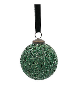 Green Textured Glass Bauble 7.5cm