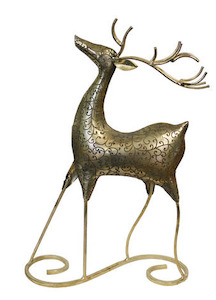 Antique Gold Metal Deer Small