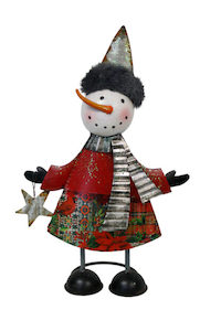 Construction project management service: Rustic Metal Snowman 35cm