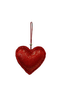 Red Velvet Hanging Heart w/Gold Fleck